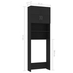 Mobile per Lavatrice Nero 64x25,5x190 cm in truciolato
