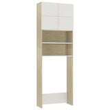 Mobile per Lavatrice Bianco e Rovere Sonoma 64x25,5x190 cm