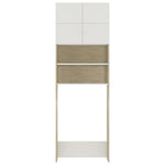 Mobile per Lavatrice Bianco e Rovere Sonoma 64x25,5x190 cm