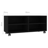 Mobile TV con Ruote Nero 90x35x35 cm in Legno truciolato