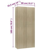 Scarpiera Rovere Sonoma 80x35,5x180 cm in Legno truciolato