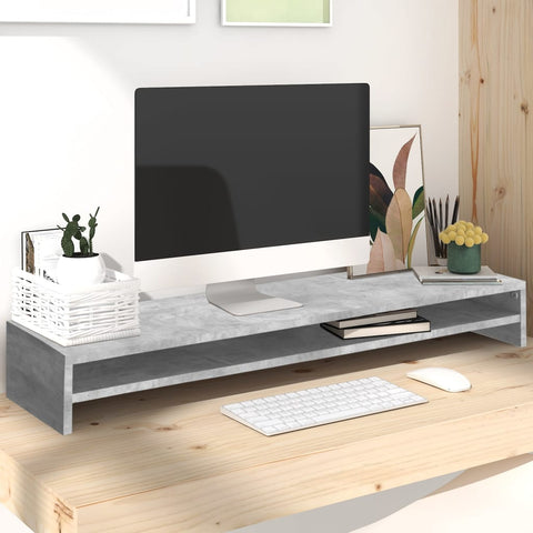 Supporto Monitor Grigio Cemento 100x24x13 cm Legno truciolato