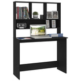 Scrivania con Mensole Nera 110x45x157 cm in Legno truciolato