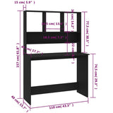Scrivania con Mensole Nera 110x45x157 cm in Legno truciolato
