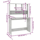 Scrivania Mensole Grigio Cemento 110x45x157cm Legno truciolato