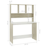 Scrivania e Ripiani Bianco Rovere Sonoma 110x45x157 truciolato