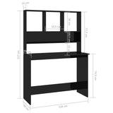 Scrivania Mensole Nero Lucido 110x45x157 cm Legno truciolato