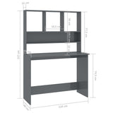 Scrivania Mensole Grigio Lucido 110x45x157 cm Legno truciolato