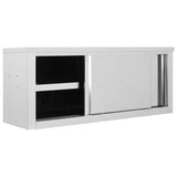 Armadio da Cucina ad Ante Scorrevoli 120x40x50cm Acciaio Inox