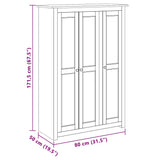 Armadio a 3 Ante 118x50x171,5cm Legno di Pino Panama Range
