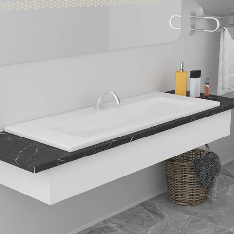 Lavabo da Incasso 101x39,5x18,5 cm in Ceramica Bianco