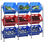 Supporto con Ripiani per 9 Casse Argento 145x33x116 cm Acciaio