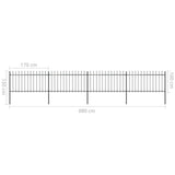 Recinzione da Giardino con Punta a Lancia Acciaio 6,8x1m Nera