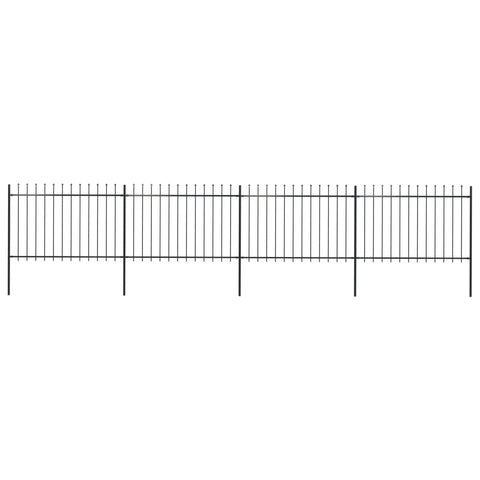 Recinzione da Giardino con Punta a Lancia Acciaio 6,8x1,2m Nera