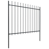 Recinzione Giardino con Punta a Lancia Acciaio 11,9x1,5m Nera
