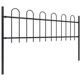 Recinzione da Giardino con Parte Superiore ad Anello in Acciaio 359x60 cm Nero