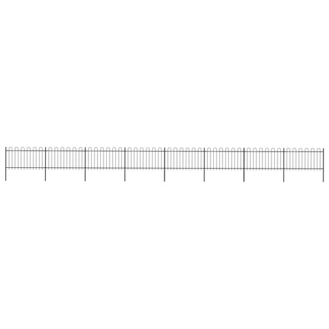 Recinzione da Giardino con Punta Tonda in Acciaio 13,6x1 m Nera