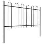 Recinzione da Giardino con Punta Tonda in Acciaio 13,6x1 m Nera