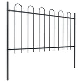 Recinzione da Giardino con Punta Tonda in Acciaio 13,6x1 m Nera