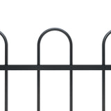 Recinzione da Giardino con Punta Tonda in Acciaio 13,6x1 m Nera