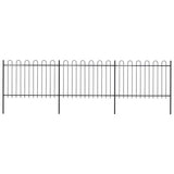 Recinzione da Giardino con Parte Superiore ad Anello in Acciaio 537x120 cm Nera