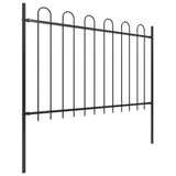 Recinzione da Giardino con Parte Superiore ad Anello in Acciaio 537x120 cm Nera