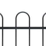 Recinzione da Giardino con Parte Superiore ad Anello in Acciaio 537x120 cm Nera