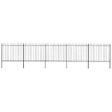 Recinzione da Giardino con Parte Superiore ad Anello in Acciaio 892,5x150 cm Nero