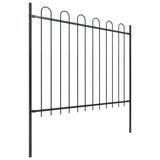 Recinzione da Giardino con Parte Superiore ad Anello in Acciaio 892,5x150 cm Nero