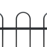Recinzione da Giardino con Parte Superiore ad Anello in Acciaio 892,5x150 cm Nero