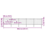 Recinzione da Giardino con Parte Superiore ad Anello in Acciaio 892,5x150 cm Nero