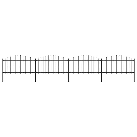 Recinzione Giardino Punta a Lancia (1,25-1,5)x3,4m Acciaio Nero