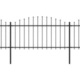 Recinzione Giardino Punta a Lancia (1,25-1,5)x3,4m Acciaio Nero
