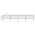 Recinzione Giardino Punta a Lancia (1,25-1,5)x3,4m Acciaio Nero