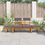 Lettino da Giardino 2 in 1 con Cuscino 190 cm Massello Acacia