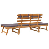 Lettino da Giardino 2 in 1 con Cuscino 190 cm Massello Acacia