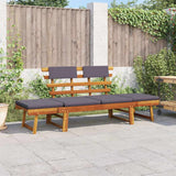 Lettino da Giardino 2 in 1 con Cuscino 190 cm Massello Acacia