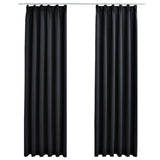 Tende Oscuranti con Ganci 2 pz Nere 140x175 cm