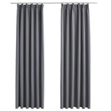 Tende Oscuranti con Ganci 2 pz Grigie 140x175 cm