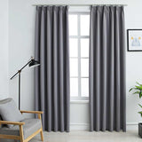 Tende Oscuranti con Ganci 2 pz Grigie 140x175 cm