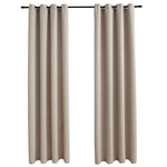 Tende Oscuranti con Anelli in Metallo 2 pz Beige 140x175 cm