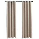 Tende Oscuranti con Anelli in Metallo 2 pz Beige 140x175 cm