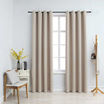 Tende Oscuranti con Anelli in Metallo 2 pz Beige 140x175 cm