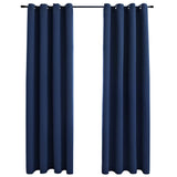 Tende Oscuranti con Anelli in Metallo 2 pz Blu 140x175 cm