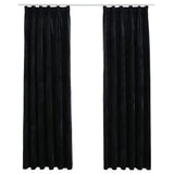 Tende Oscuranti con Ganci 2 pz Nere in Velluto 140x225 cm