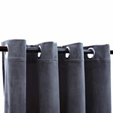 Tende Oscuranti con Anelli 2 pz Antracite in Velluto 140x245 cm