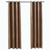 Tende Oscuranti con Anelli 2 pz Beige in Velluto 140x245 cm