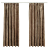 Tende Oscuranti con Ganci 2 pz Beige in Velluto 140x175 cm