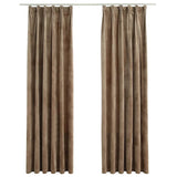 Tende Oscuranti con Ganci 2 pz Beige in Velluto 140x225 cm