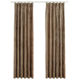 Tende Oscuranti con Ganci 2 pz Beige in Velluto 140x245 cm